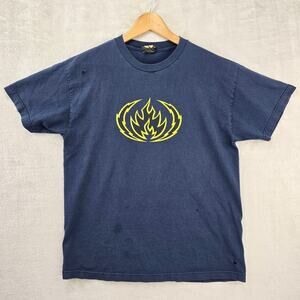 Vintage Black Label Skateboards Shirt Mens Large Navy Blue Y2K USA Made FLAWS